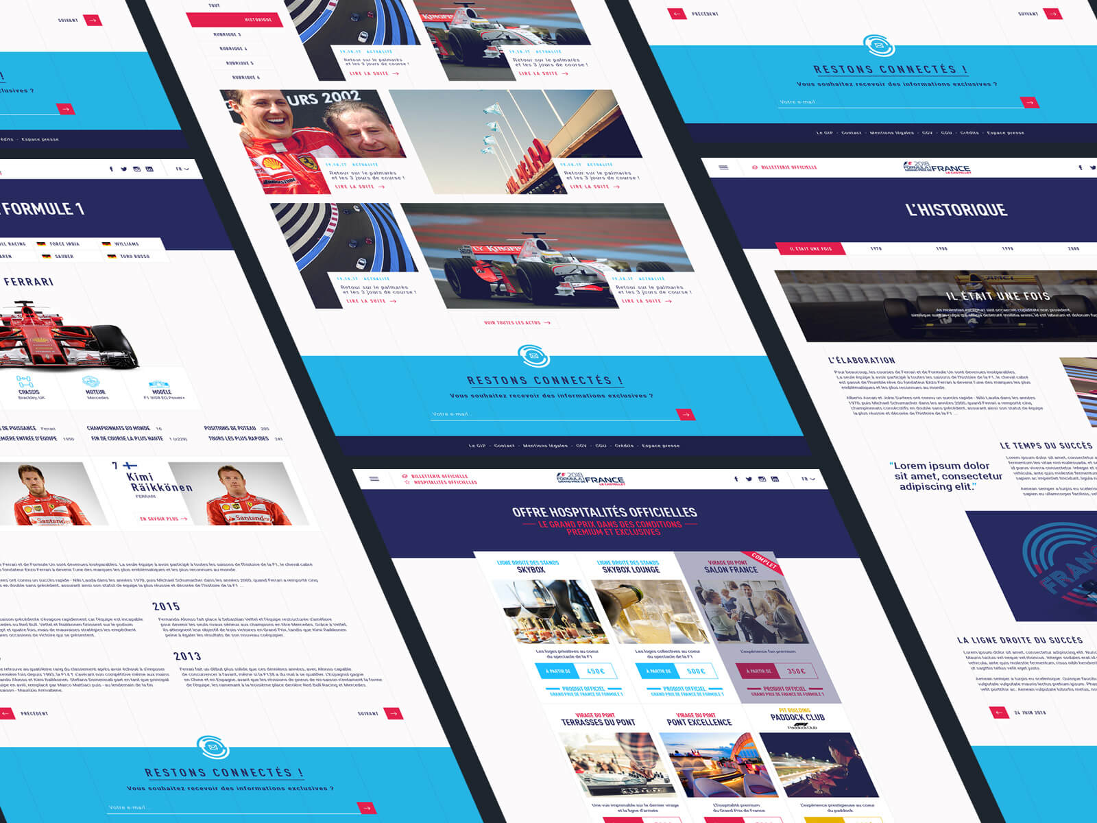 Ecrans et détails du site Internet du Grand Prix de France de F1 2018