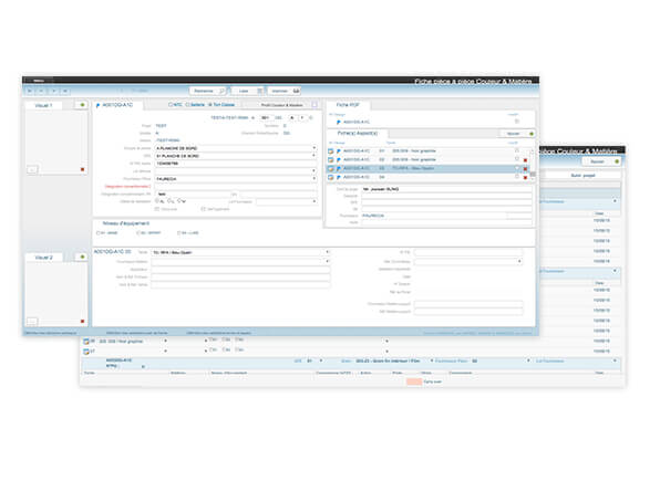 Détails des écrans du logiciel de gestion des pièces Renault - VQP
